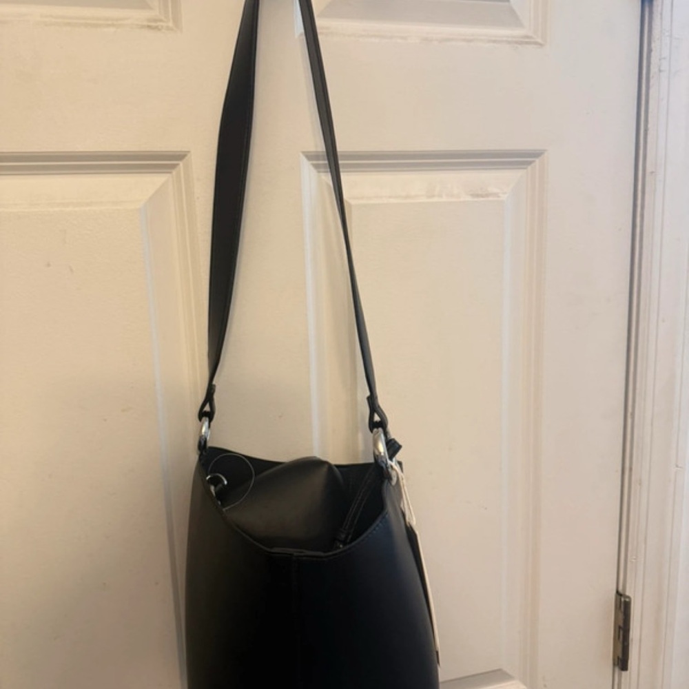 Madison West Black Shoulder Bag with Silver Hardware